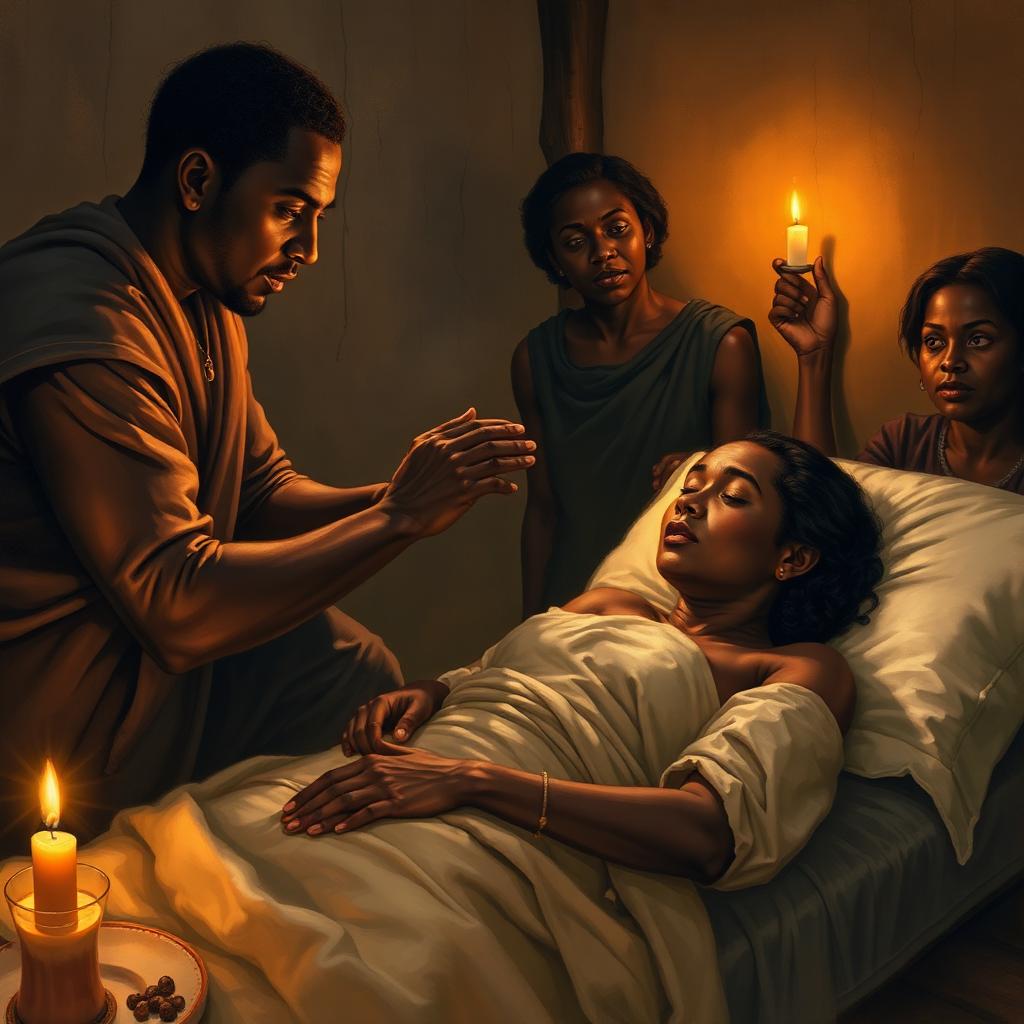 Conditions you may meet: high fever, sweating, flushed skin, weakness — lay hands and rebuke it.